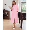 Ekouaer Women Zip Up Robe Fleece Long Sleeves Soft Housecoat with Pockets(Light Pink)