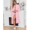 Ekouaer Women Zip Up Robe Fleece Long Sleeves Soft Housecoat with Pockets(Light Pink)