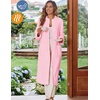Ekouaer Women Zip Up Robe Fleece Long Sleeves Soft Housecoat with Pockets(Light Pink)