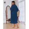 Ekouaer Women Zip Up Robe Fleece Long Sleeves Soft Housecoat with Pockets(Navy)