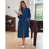 Ekouaer Women Zip Up Robe Fleece Long Sleeves Soft Housecoat with Pockets(Navy)