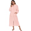 Ekouaer Women Zip Up Robe Fleece Long Sleeves Soft Housecoat with Pockets(Pink)