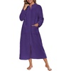 Ekouaer Women Zip Up Robe Fleece Long Sleeves Soft Housecoat with Pockets(Purple)