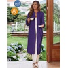 Ekouaer Women Zip Up Robe Fleece Long Sleeves Soft Housecoat with Pockets(Purple)