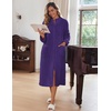 Ekouaer Women Zip Up Robe Fleece Long Sleeves Soft Housecoat with Pockets(Purple)