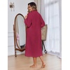 Ekouaer Women Zip Up Robe Fleece Long Sleeves Soft Housecoat with Pockets(Wine Red)