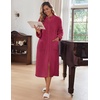 Ekouaer Women Zip Up Robe Fleece Long Sleeves Soft Housecoat with Pockets(Wine Red)