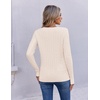 Ekouaer Womens Cable Knit V Neck Sweater Long Sleeve Fall Tops Clothes 2026(Apricot)