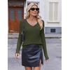 Ekouaer Womens Cable Knit V Neck Sweater Long Sleeve Fall Tops Clothes 2026(Army Green)