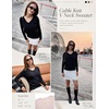 Ekouaer Womens Cable Knit V Neck Sweater Long Sleeve Fall Tops Clothes 2026(Black)