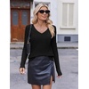 Ekouaer Womens Cable Knit V Neck Sweater Long Sleeve Fall Tops Clothes 2026(Black)