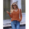 Ekouaer Womens Cable Knit V Neck Sweater Long Sleeve Fall Tops Clothes 2026(Caramel Color)