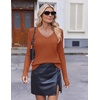 Ekouaer Womens Cable Knit V Neck Sweater Long Sleeve Fall Tops Clothes 2026(Caramel Color)