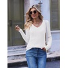 Ekouaer Womens Cable Knit V Neck Sweater Long Sleeve Fall Tops Clothes 2026(Cream White)