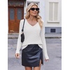 Ekouaer Womens Cable Knit V Neck Sweater Long Sleeve Fall Tops Clothes 2026(Cream White)
