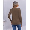 Ekouaer Womens Cable Knit V Neck Sweater Long Sleeve Fall Tops Clothes 2026(Khaki Tan)