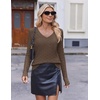 Ekouaer Womens Cable Knit V Neck Sweater Long Sleeve Fall Tops Clothes 2026(Khaki Tan)
