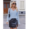 Ekouaer Womens Cable Knit V Neck Sweater Long Sleeve Fall Tops Clothes 2026(Light Blue)