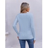 Ekouaer Womens Cable Knit V Neck Sweater Long Sleeve Fall Tops Clothes 2026(Light Blue)