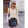 Ekouaer Womens Cable Knit V Neck Sweater Long Sleeve Fall Tops Clothes 2026(Light Brown)