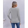 Ekouaer Womens Cable Knit V Neck Sweater Long Sleeve Fall Tops Clothes 2026(Light Grey)