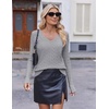 Ekouaer Womens Cable Knit V Neck Sweater Long Sleeve Fall Tops Clothes 2026(Light Grey)