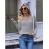 Ekouaer Womens Cable Knit V Neck Sweater Long Sleeve Fall Tops Clothes 2026(Light Grey)