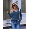 Ekouaer Womens Cable Knit V Neck Sweater Long Sleeve Fall Tops Clothes 2026(Navy Blue)