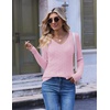 Ekouaer Womens Cable Knit V Neck Sweater Long Sleeve Fall Tops Clothes 2026(Pink)