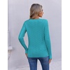 Ekouaer Womens Cable Knit V Neck Sweater Long Sleeve Fall Tops Clothes 2026(Teal)