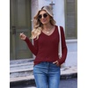 Ekouaer Womens Cable Knit V Neck Sweater Long Sleeve Fall Tops Clothes 2026(Wine Red)