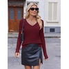 Ekouaer Womens Cable Knit V Neck Sweater Long Sleeve Fall Tops Clothes 2026(Wine Red)
