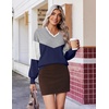 Ekouaer Women’s Fall V Neck Sweaters Knit Lightweight Long Sleeve Tops 2026(1a-grey & Navy)
