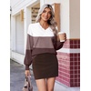 Ekouaer Women’s Fall V Neck Sweaters Knit Lightweight Long Sleeve Tops 2026(1-dusty Mauve Purple & White)
