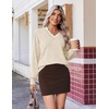 Ekouaer Women’s Fall V Neck Sweaters Knit Lightweight Long Sleeve Tops 2026(Apricot)