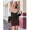 Ekouaer Women’s Fall V Neck Sweaters Knit Lightweight Long Sleeve Tops 2026(Black & Khaki)