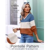Ekouaer Women’s Fall V Neck Sweaters Knit Lightweight Long Sleeve Tops 2026(Blue & Terracotta)
