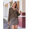 Ekouaer Women’s Fall V Neck Sweaters Knit Lightweight Long Sleeve Tops 2026(Brown)