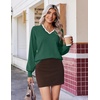 Ekouaer Women’s Fall V Neck Sweaters Knit Lightweight Long Sleeve Tops 2026(Dark Green)