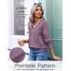 Ekouaer Women’s Fall V Neck Sweaters Knit Lightweight Long Sleeve Tops 2026(Grey Purple)