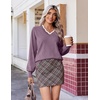Ekouaer Women’s Fall V Neck Sweaters Knit Lightweight Long Sleeve Tops 2026(Grey Purple)