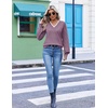 Ekouaer Women’s Fall V Neck Sweaters Knit Lightweight Long Sleeve Tops 2026(Grey Purple)