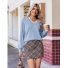 Ekouaer Women’s Fall V Neck Sweaters Knit Lightweight Long Sleeve Tops 2026(Light Blue)