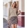 Ekouaer Women’s Fall V Neck Sweaters Knit Lightweight Long Sleeve Tops 2026(Light Khaki)