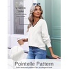Ekouaer Women’s Fall V Neck Sweaters Knit Lightweight Long Sleeve Tops 2026(White)