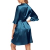Ekouaer Women’s Satin Robe Kimono Bathrobe Short Ruffle Sleeve Silk Robes(Blue Green)