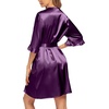 Ekouaer Women’s Satin Robe Kimono Bathrobe Short Ruffle Sleeve Silk Robes(Deep Purple)