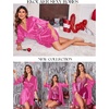 Ekouaer Women’s Satin Robe Kimono Bathrobe Short Ruffle Sleeve Silk Robes(Hot Pink Leopard)