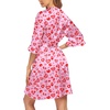Ekouaer Women’s Satin Robe Kimono Bathrobe Short Ruffle Sleeve Silk Robes(Leopard Heart)