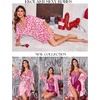 Ekouaer Women’s Satin Robe Kimono Bathrobe Short Ruffle Sleeve Silk Robes(Leopard Heart)